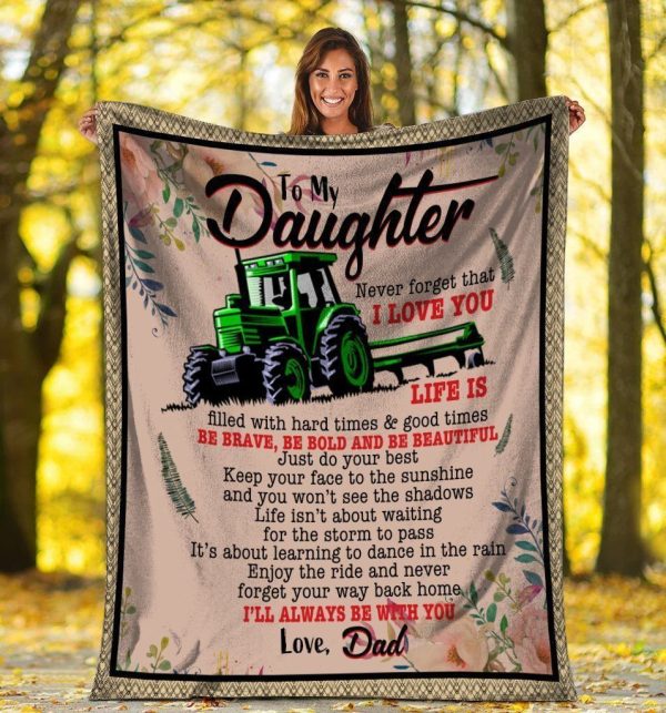 To My Daughter Tractor Farming Farmer Fleece Blanket