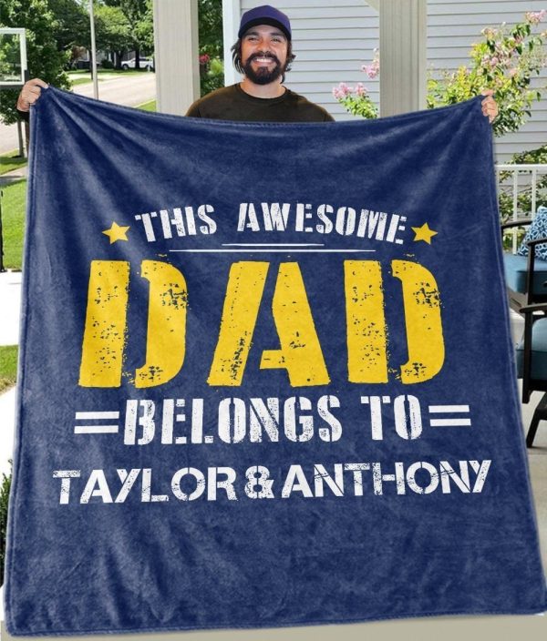 Awesome Dad Custom Name Fleece Blankets Perfect Birthday Gifts For Dad