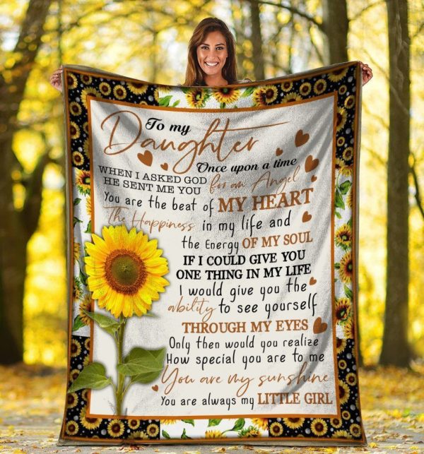 To My Daughter Once Upon A Time Hippie Sunflower Fleece Blanket