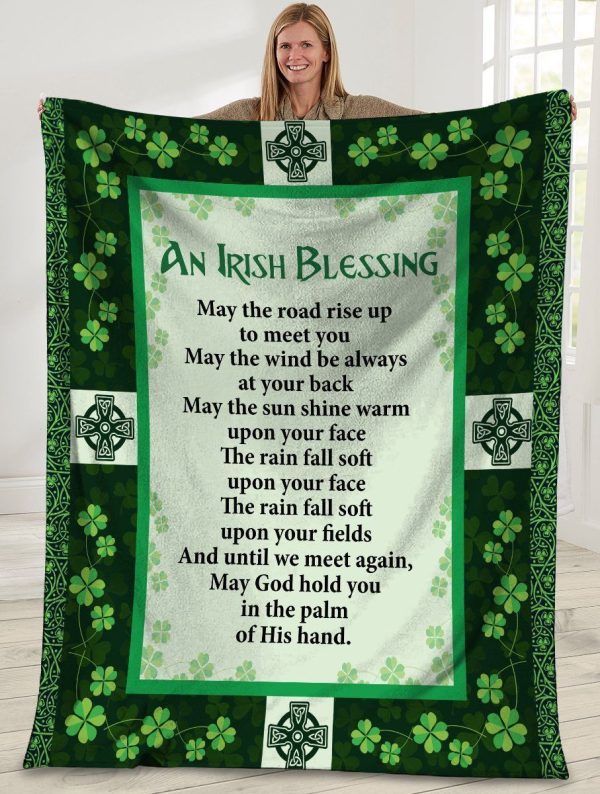 An Irish Blessing Irish Clover Irish Cross Fleece Blanket