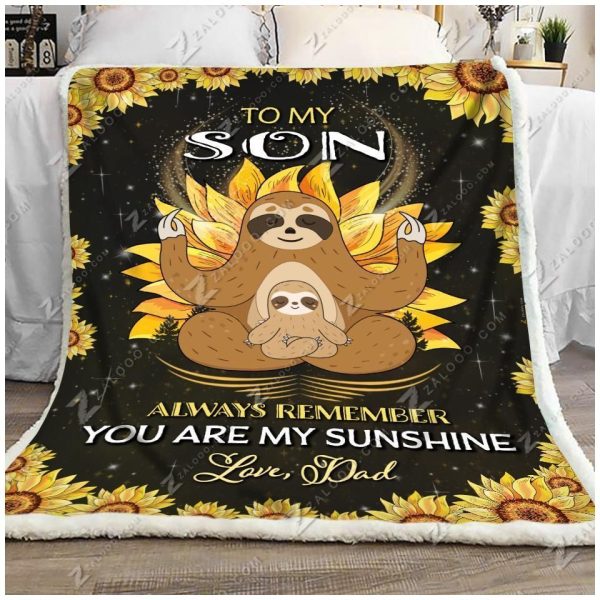 Dad Gift For Son You Are My Sunshine Sloth Blanket - Image 2