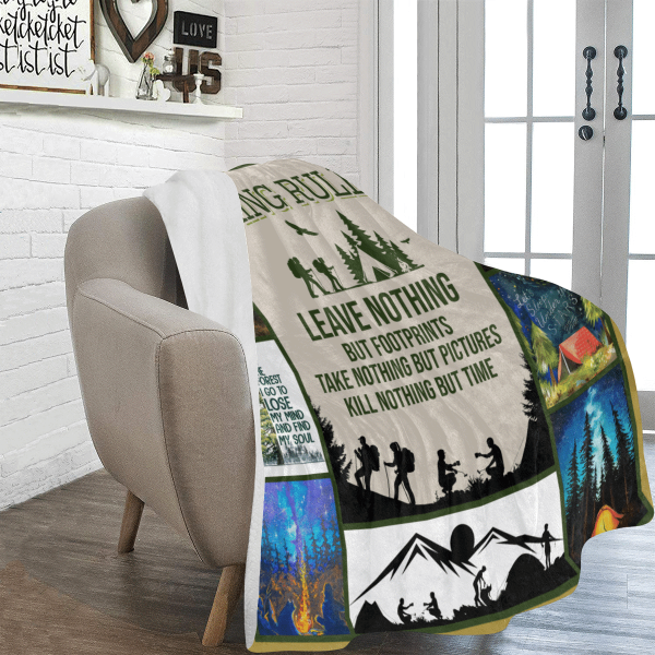 Hiking Rules Forest Mountain Camping Outdoor Fleece Blanket - Image 3