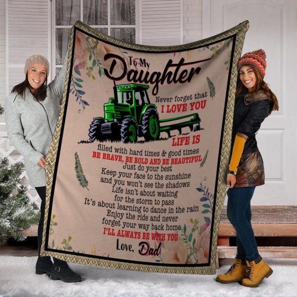 To My Daughter Tractor Farming Farmer Fleece Blanket - Image 2