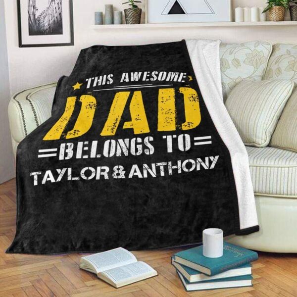 Awesome Dad Custom Name Fleece Blankets Perfect Birthday Gifts For Dad - Image 4