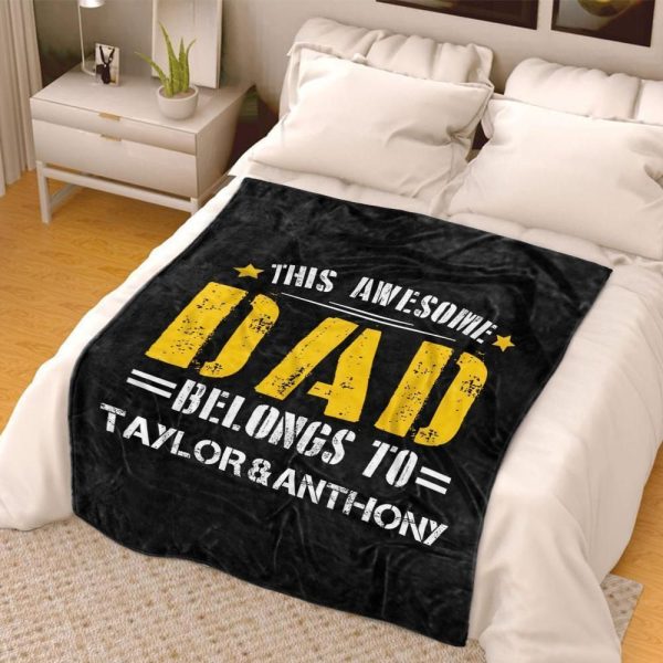 Awesome Dad Custom Name Fleece Blankets Perfect Birthday Gifts For Dad - Image 5