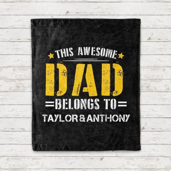 Awesome Dad Custom Name Fleece Blankets Perfect Birthday Gifts For Dad - Image 6