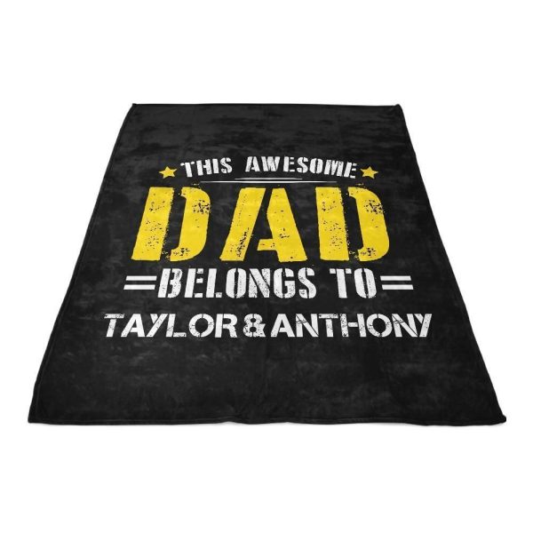 Awesome Dad Custom Name Fleece Blankets Perfect Birthday Gifts For Dad - Image 8