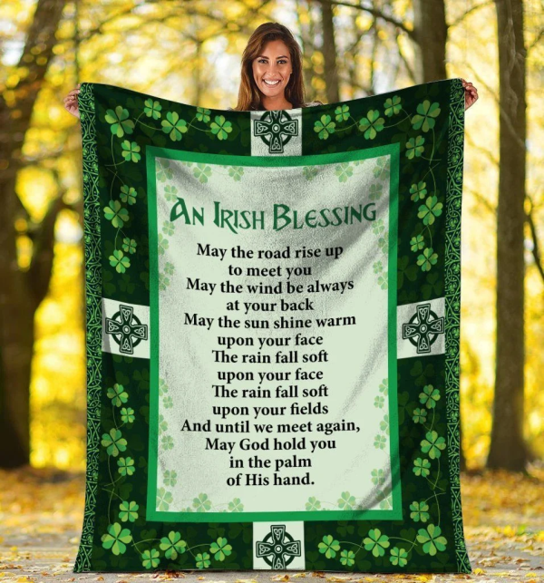 An Irish Blessing Irish Clover Irish Cross Fleece Blanket - Image 2