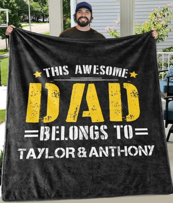 Awesome Dad Custom Name Fleece Blankets Perfect Birthday Gifts For Dad - Image 2