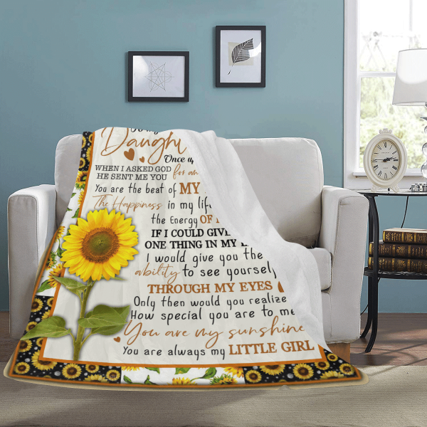 To My Daughter Once Upon A Time Hippie Sunflower Fleece Blanket - Image 3