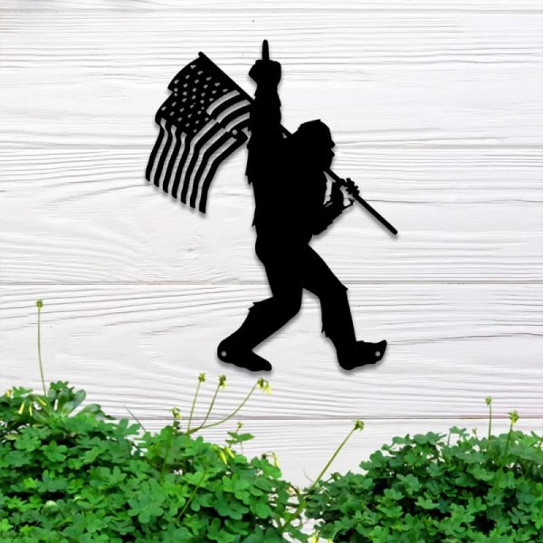 Bigfoot Middle Finger Us Flag Metal Wall Art With Led Lights, Us Flag - Image 4