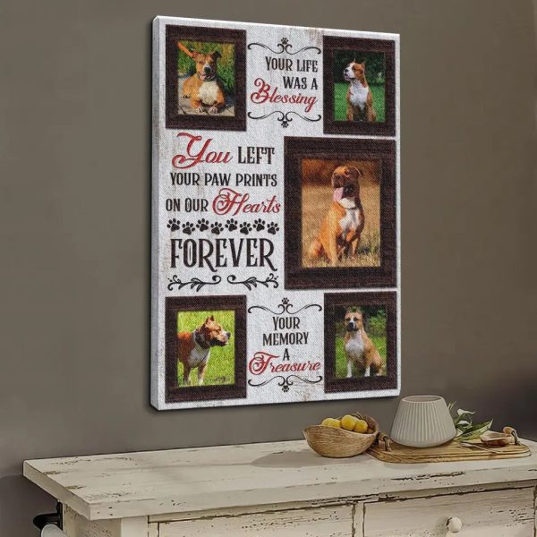 Personalized Canvas Prints, Custom Photo, Unique Pet Memorial Gifts, Pet Memorial Dog Cat Left Paw Prints On Heart Dem Canvas - Image 7