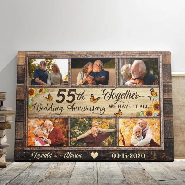 Personalized Canvas Prints, Custom Photos, Couple Gifts, Anniversary Gifts, 55th Anniversary Photo Gift Together We Have It All Dem Canvas - Image 3