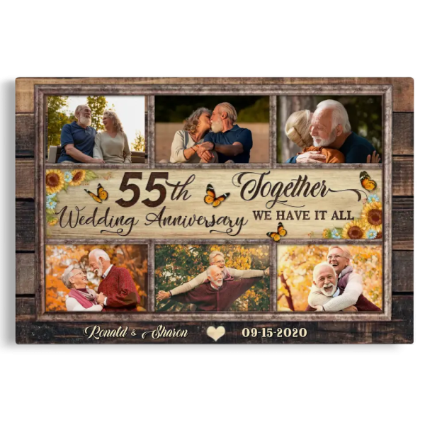 Personalized Canvas Prints, Custom Photos, Couple Gifts, Anniversary Gifts, 55th Anniversary Photo Gift Together We Have It All Dem Canvas - Image 4