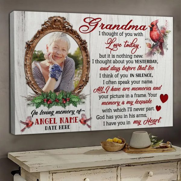 Personalized Canvas Prints, Upload Photo And Name, Memorial Gifts For Loss Of Grandma, Memorial Gift, I Thought Of You Dem Canvas - Image 3