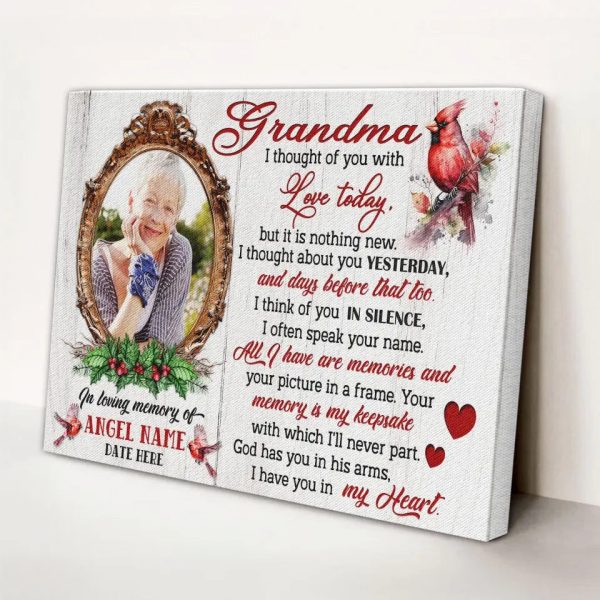 Personalized Canvas Prints, Upload Photo And Name, Memorial Gifts For Loss Of Grandma, Memorial Gift, I Thought Of You Dem Canvas - Image 4