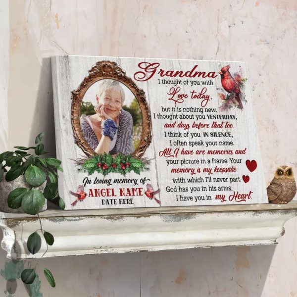 Personalized Canvas Prints, Upload Photo And Name, Memorial Gifts For Loss Of Grandma, Memorial Gift, I Thought Of You Dem Canvas - Image 7