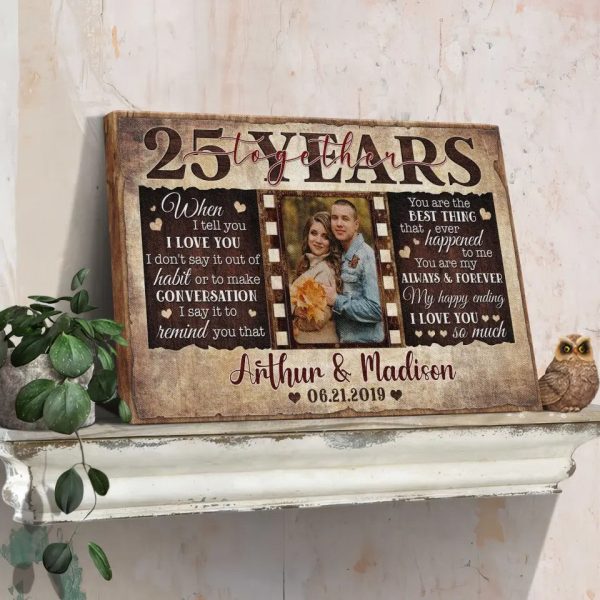 Personalized Canvas Prints, Custom Photos, Couple Gifts, Wedding Gifts, Unique 25 Years Anniversary Gift Dem Canvas - Image 3