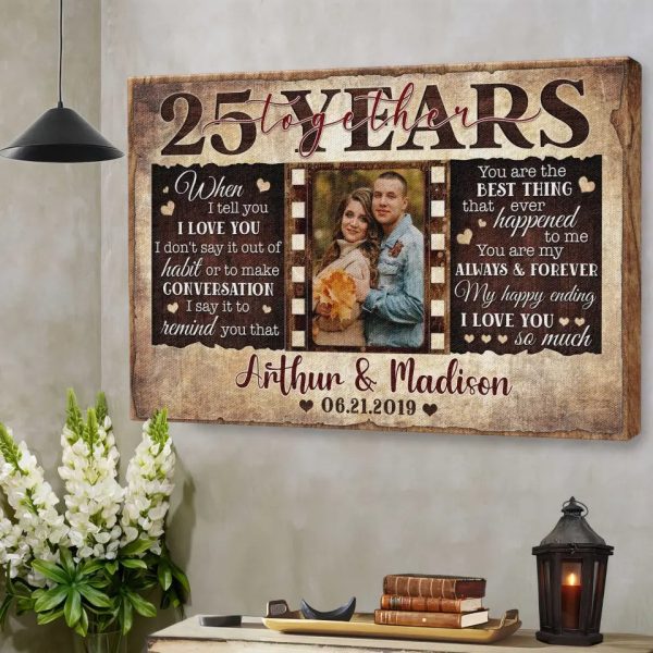 Personalized Canvas Prints, Custom Photos, Couple Gifts, Wedding Gifts, Unique 25 Years Anniversary Gift Dem Canvas - Image 2