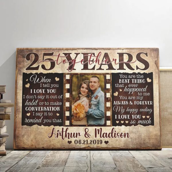 Personalized Canvas Prints, Custom Photos, Couple Gifts, Wedding Gifts, Unique 25 Years Anniversary Gift Dem Canvas - Image 4