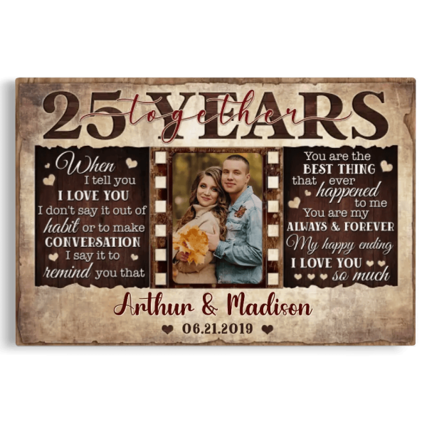 Personalized Canvas Prints, Custom Photos, Couple Gifts, Wedding Gifts, Unique 25 Years Anniversary Gift Dem Canvas - Image 5