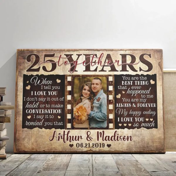 Personalized Canvas Prints, Custom Photos, Couple Gifts, Wedding Gifts, Unique 25 Years Anniversary Gift Dem Canvas - Image 6