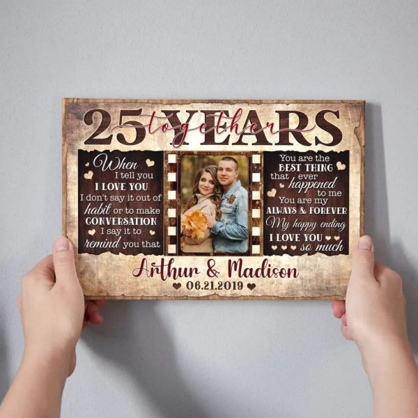 Personalized Canvas Prints, Custom Photos, Couple Gifts, Wedding Gifts, Unique 25 Years Anniversary Gift Dem Canvas - Image 7