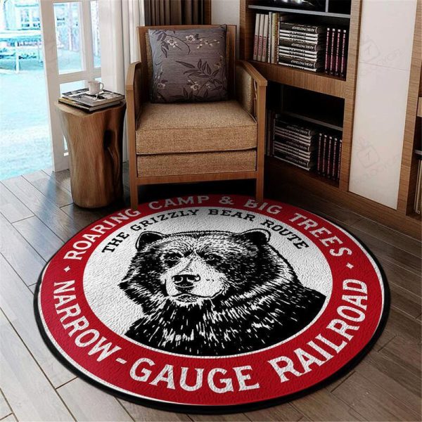 Grizzly Living Room Round Mat Circle Rug Roaring Camp And Big Trees Narrow Gauge Railroad The Grizzly Bear Route - Image 2