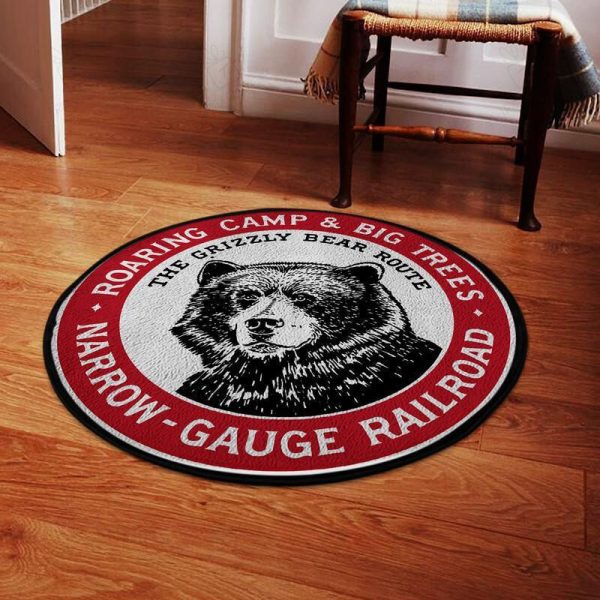 Grizzly Living Room Round Mat Circle Rug Roaring Camp And Big Trees Narrow Gauge Railroad The Grizzly Bear Route