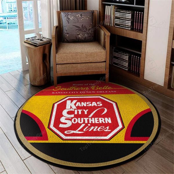 Kansas Living Room Round Mat Circle Rug Kcs Kansas City Southern Railway - Image 2