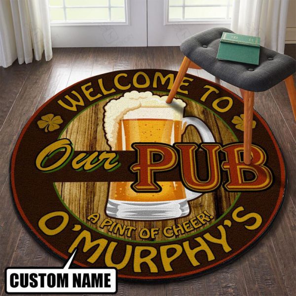 Personalized Tavern Bar Round Mat Round Floor Mat Room Rugs Carpet Outdoor Rug Washable Rugs