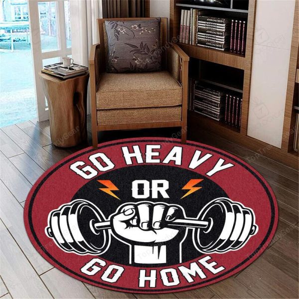 Go Heavy Or Go Home Gym Round Mat Round Floor Mat Room Rugs Carpet Outdoor Rug Washable Rugs - Image 2