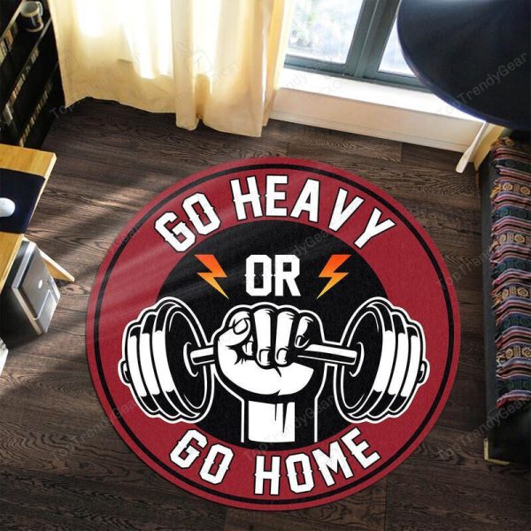 Go Heavy Or Go Home Gym Round Mat Round Floor Mat Room Rugs Carpet Outdoor Rug Washable Rugs - Image 3