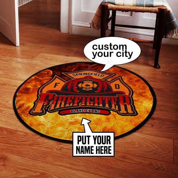 Personalized Firefighter Round Mat Round Floor Mat Room Rugs Carpet Outdoor Rug Washable Rugs