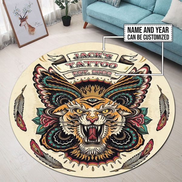 Personalized Tattoo Round Mat Round Floor Mat Room Rugs Carpet Outdoor Rug Washable Rugs