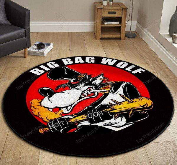 Big Bad Wolf Hot Rod Round Mat Round Floor Mat Room Rugs Carpet Outdoor Rug Washable Rugs - Image 2