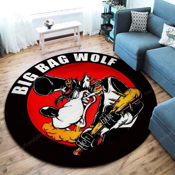 Big Bad Wolf Hot Rod Round Mat Round Floor Mat Room Rugs Carpet Outdoor Rug Washable Rugs - Image 3