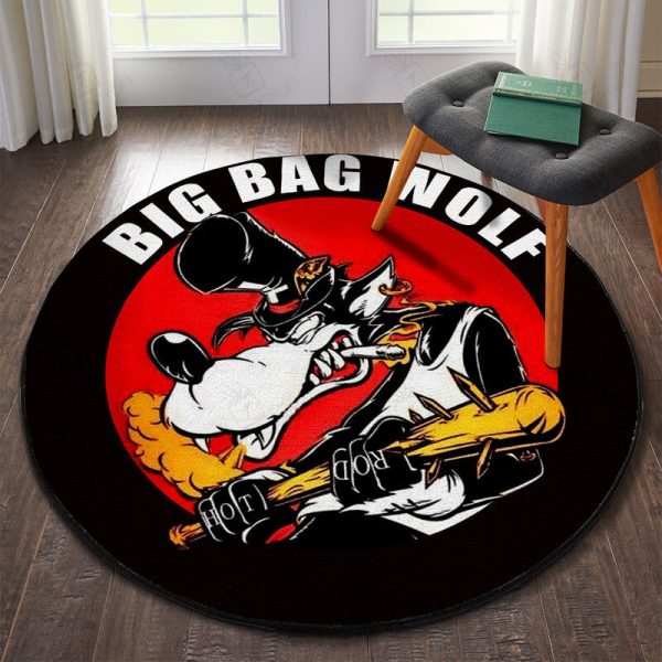 Big Bad Wolf Hot Rod Round Mat Round Floor Mat Room Rugs Carpet Outdoor Rug Washable Rugs