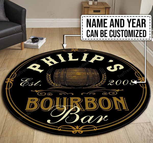 Personalized Bourbon Bar Round Mat Round Floor Mat Room Rugs Carpet Outdoor Rug Washable Rugs - Image 2