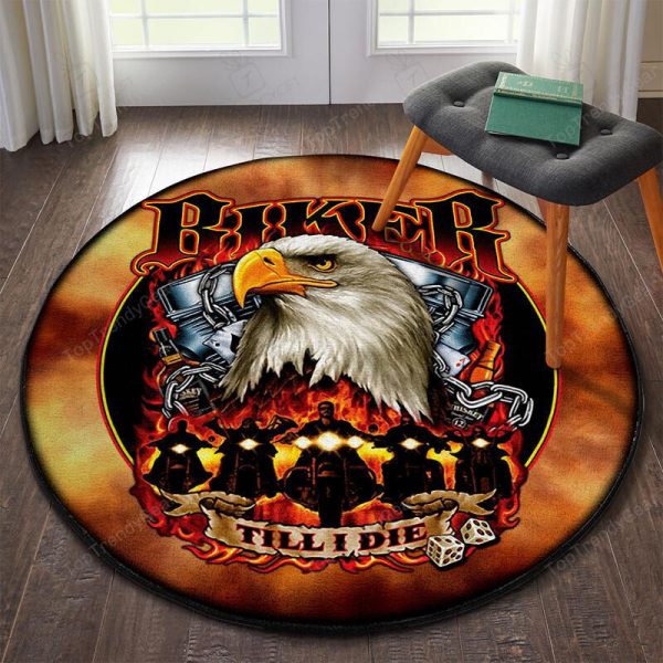 Biker Till I Die Round Mat Round Floor Mat Room Rugs Carpet Outdoor Rug Washable Rugs - Image 3