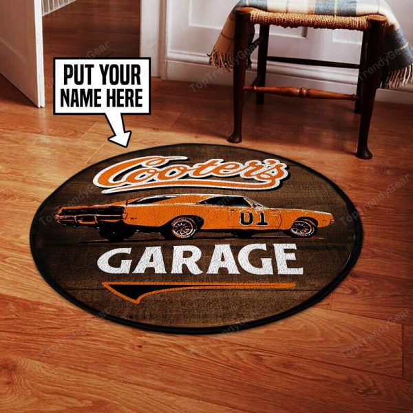 Personalized General Lee The Dukes Of Hazzard Cooter'S Garage Round Mat Living Room Rugs, Bedroom Rugs, Kitchen Rugs - Image 3