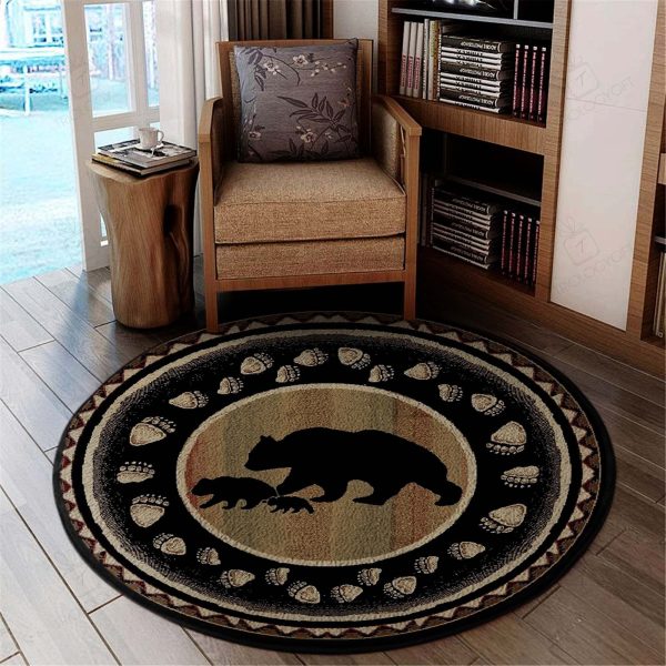 Black Bear Lodge Cabin Round Rug, Carpet 07143