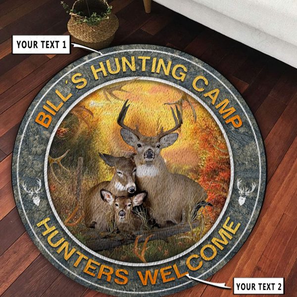 Personalized Hunting Deer Camp Decor Round Rug, Carpet 10436 - Image 3