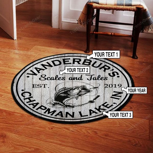 Personalized Fishing Bass Round Rug, Carpet 07388 - Image 2