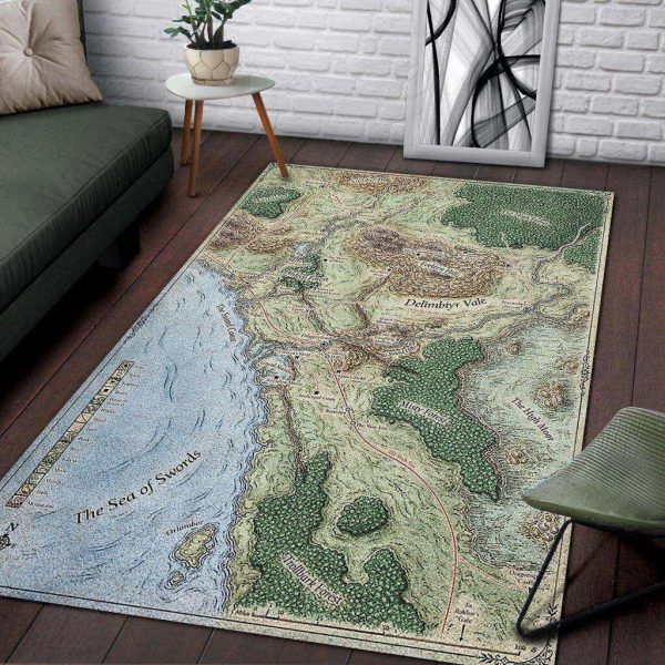 Felacia The Sword Coast Map Dungeons & Dragons Rectangle Rug Decor Area Rugs For Living Room Bedroom Kitchen Rugs Home Carpet Flooring Rs013397 Print